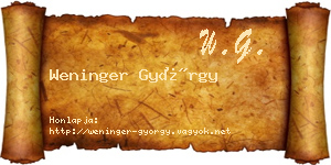Weninger György névjegykártya